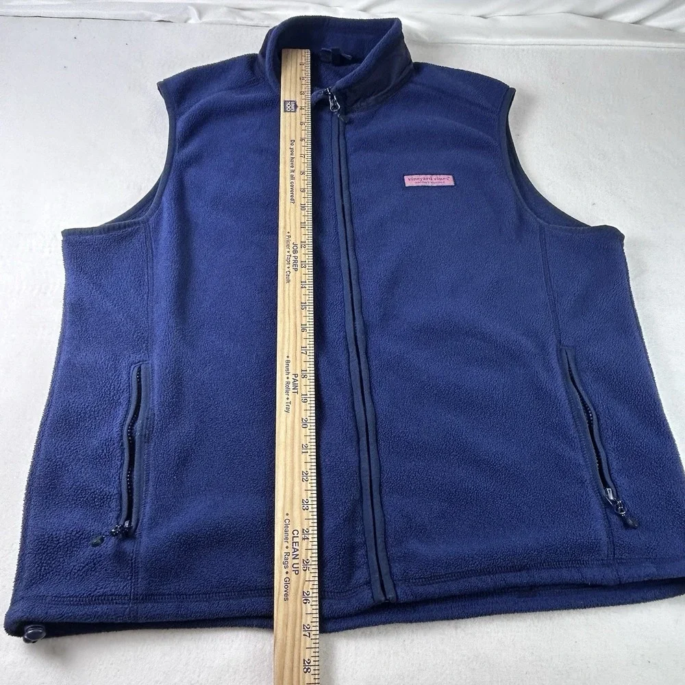 Vineyard Vines Men's Blue Full Zip Fleece Vest Stand-Up Collar L Pockets Outdoor